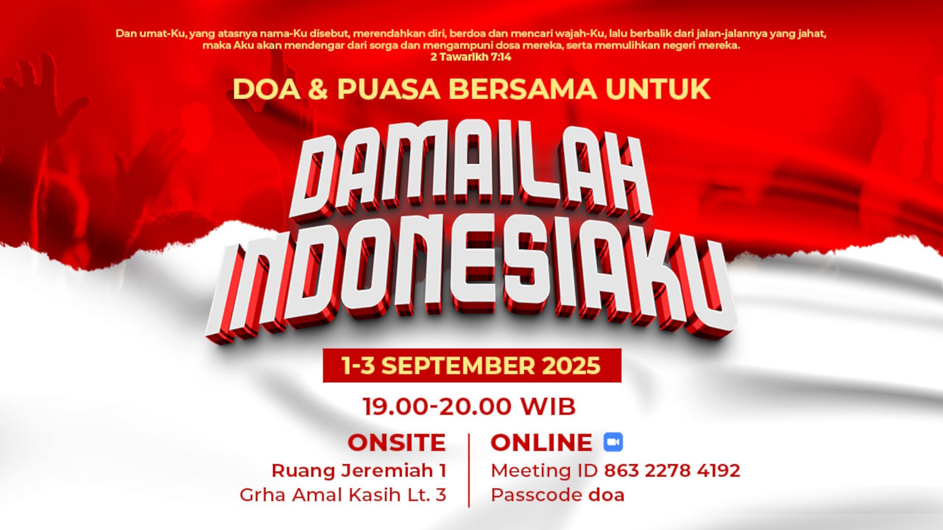Flyer Doa dan Puasa Bersama untuk Damailah Indonesiaku (01-03 Sep 2025).jpg